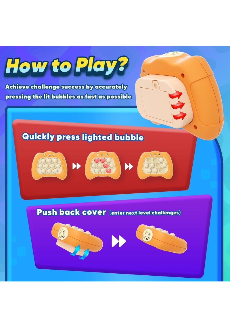 Quick Push Electronic Pop Light Up Games,Sensory Fidget Toys for Adults and Kids 6-12, Puzzle Game Machine, Squeeze Poppet Sensory Push Pop Bubble Toy,Orange