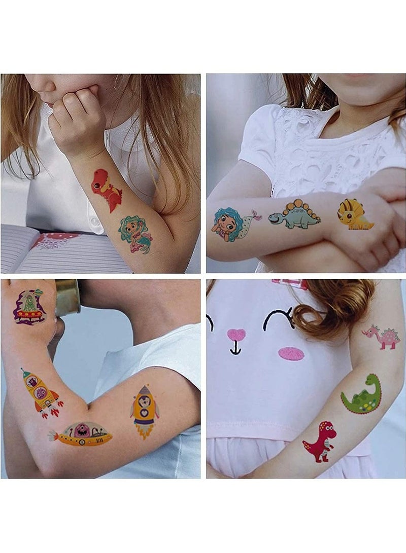 قوس قزح أورينبو 20 ورقة وشم مؤقتة تتوهج في الظلام، ملصقات وشم وهمية مقاومة للماء، وحيد القرن المضيء، حورية البحر، الفضاء الخارجي، وشم ديناصور كرتوني للأطفال الأولاد والبنات، لوازم الحفلات - Image 2