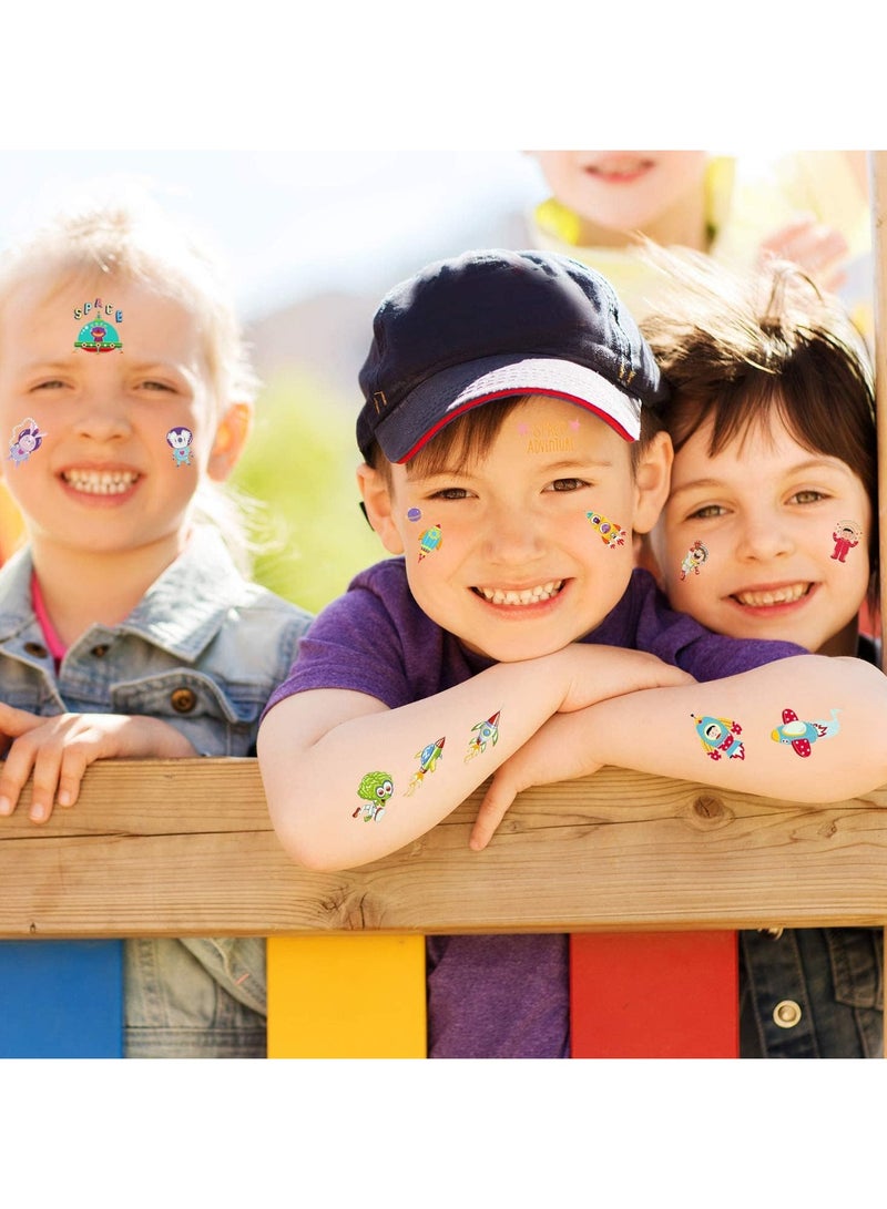 قوس قزح أورينبو 20 ورقة وشم مؤقتة تتوهج في الظلام، ملصقات وشم وهمية مقاومة للماء، وحيد القرن المضيء، حورية البحر، الفضاء الخارجي، وشم ديناصور كرتوني للأطفال الأولاد والبنات، لوازم الحفلات - Image 5