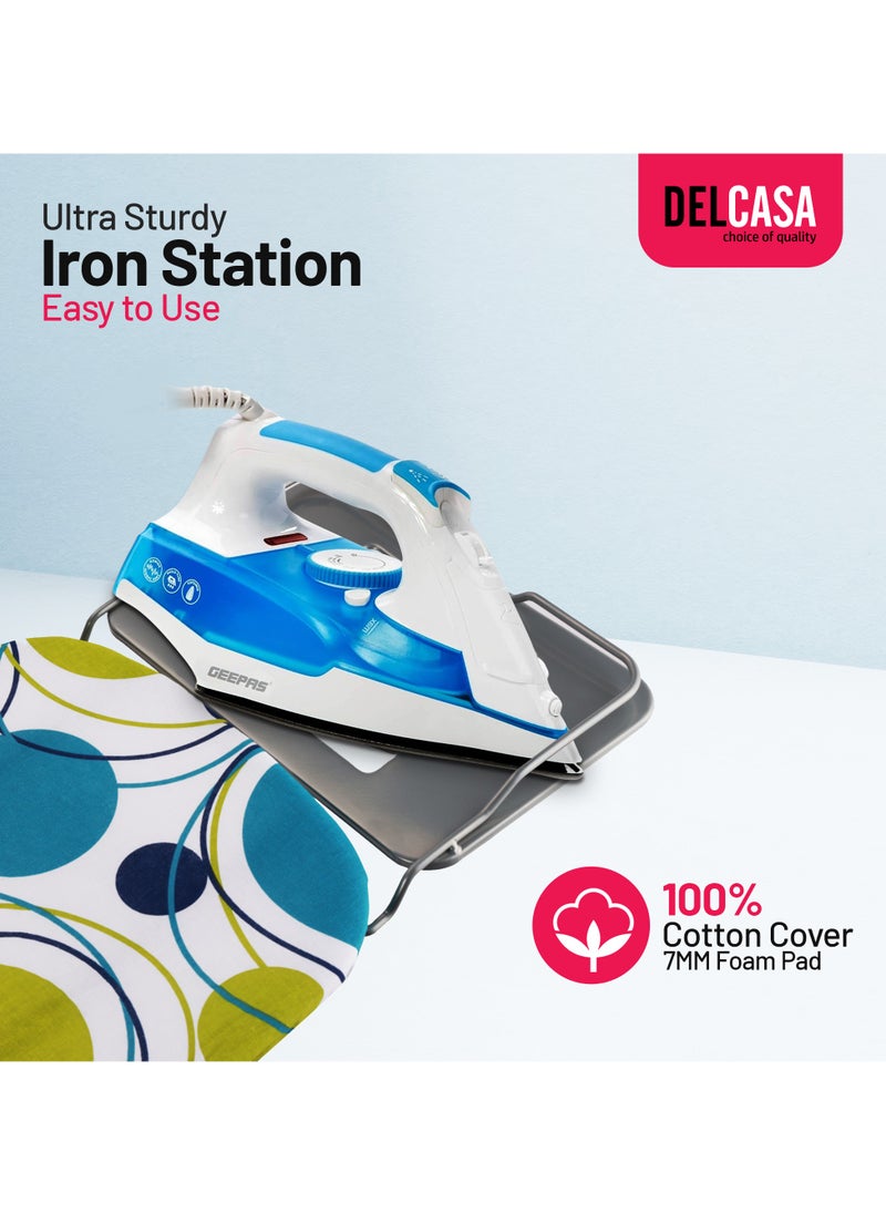 DELCASA Delcasa 110x34 cm Ironing Board Ironing Table assorted color with Powder Coated Carbon Steel Iron Table with Adjustable Height Mechanism Heat Resistant Cotton Cover  - Image 5