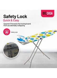 DELCASA Delcasa 110x34 cm Ironing Board Ironing Table assorted color with Powder Coated Carbon Steel Iron Table with Adjustable Height Mechanism Heat Resistant Cotton Cover  - Image 3