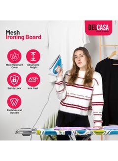 DELCASA Delcasa 110x34 cm Ironing Board Ironing Table assorted color with Powder Coated Carbon Steel Iron Table with Adjustable Height Mechanism Heat Resistant Cotton Cover  - Image 2