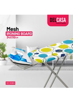 DELCASA Delcasa 110x34 cm Ironing Board Ironing Table assorted color with Powder Coated Carbon Steel Iron Table with Adjustable Height Mechanism Heat Resistant Cotton Cover  - Image 4