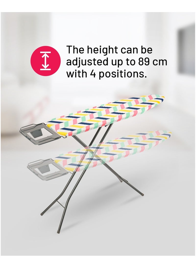 Delcasa 110x34 cm Ironing Board Ironing Table assorted color with Powder Coated Carbon Steel Iron Table with Adjustable Height Mechanism Heat Resistant Cotton Cover - Image 2
