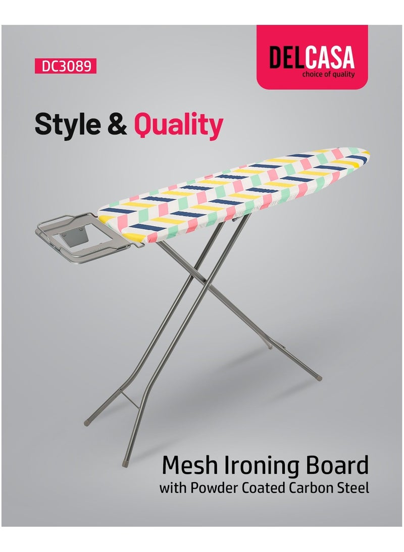 Delcasa 110x34 cm Ironing Board Ironing Table assorted color with Powder Coated Carbon Steel Iron Table with Adjustable Height Mechanism Heat Resistant Cotton Cover - Image 3