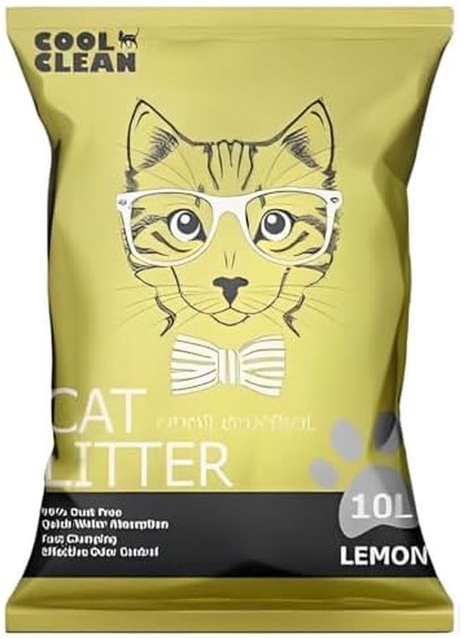 ECVV - Cool Clean Clumping Cat Litter Minerals Litter Sand It'S Fast Clumping And Highly Absorbent Nature Ensures Your Cat To Come Back To Its Cat Litter Box With Comfort Lemon 10 Liter - Image 1