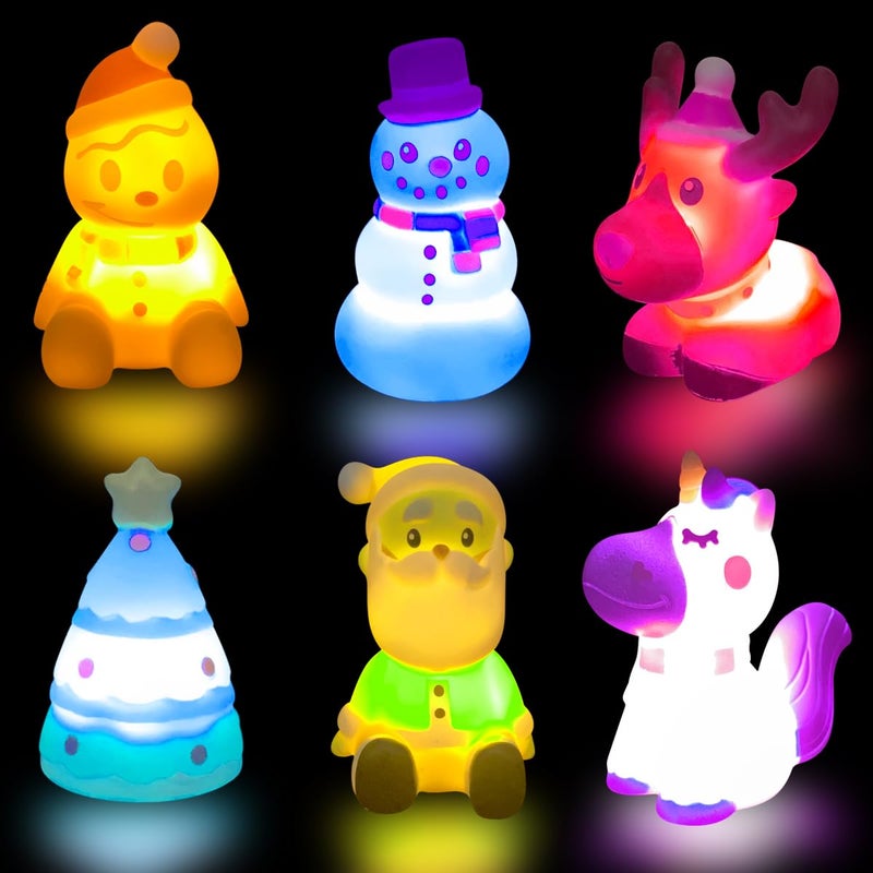 Jofan 6 Pack Christmas Light Up Bath Toys Christmas Toys for Kids Toddlers Boys Girls Christmas Stocking Stuffers Party Favors Gifts - Image 2