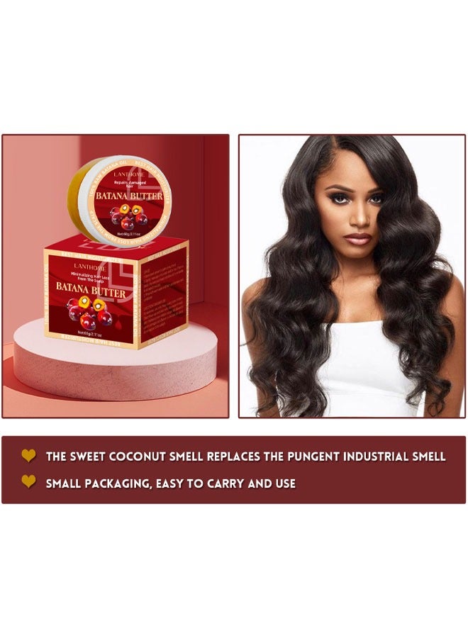 Lanthome Hair Butter Pure Raw Batana Oil Hair Butter 60g Dark and thick Gentle Moisturizing Hair Roots for All Hair Types  - Image 4