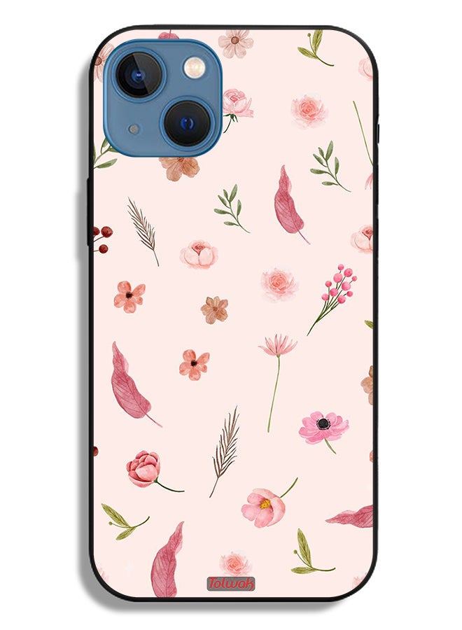 Tolwak Apple iPhone 13 Protective Case Leaves And Roses Pattern - Image 2