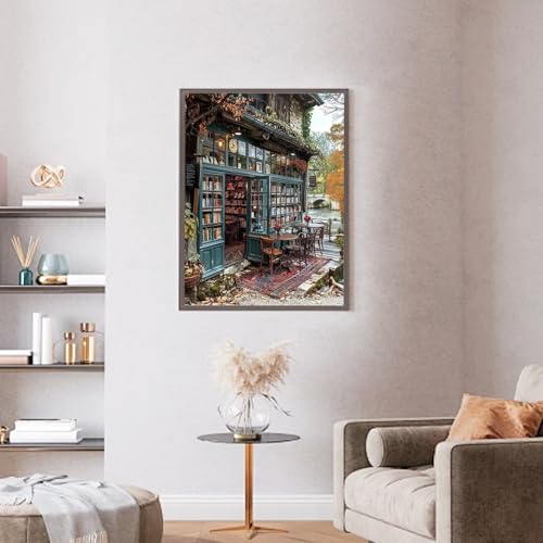 Ycydilirab Diamond Art Kits for Adults Bookshop-5D Diamond Painting for Adults,Scenery Gem Art for Adult Perfect for Relaxation and Home Wall Decor 12x16inch - Image 3