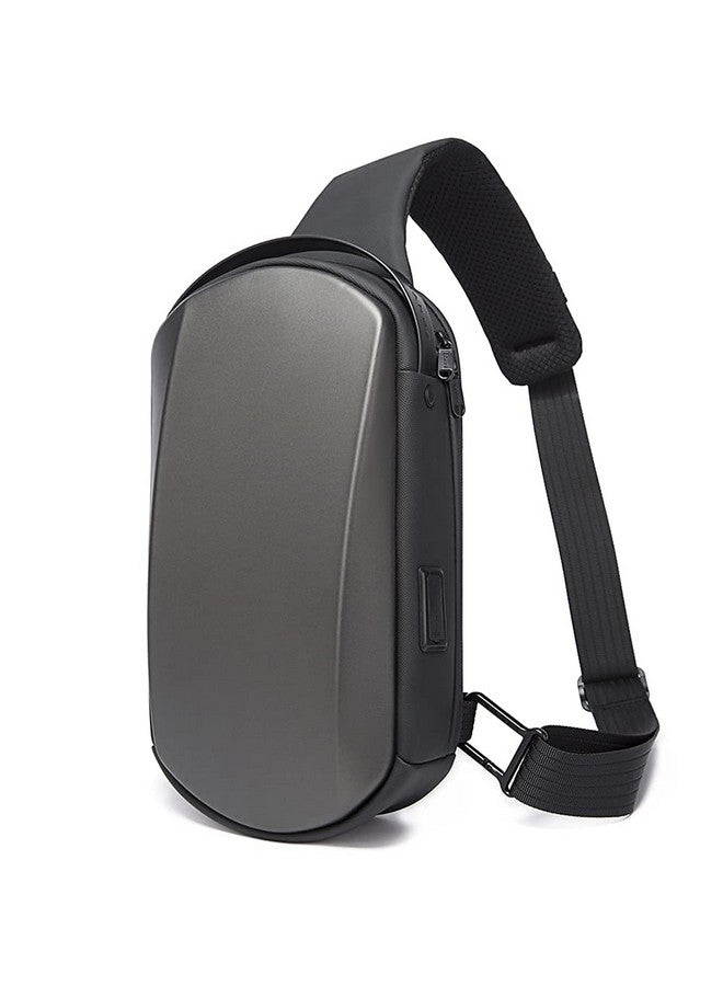 BANGE Water Resistant TPU Unisex Travel Crossbody Sling Bag Chest Pack with USB charging (Grey) - Image 2