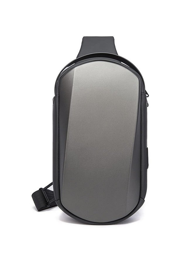 BANGE Water Resistant TPU Unisex Travel Crossbody Sling Bag Chest Pack with USB charging (Grey) - Image 1