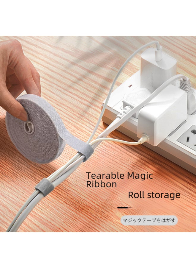 Loquat Japanese Cable Tape Living Room Office Data Cable Storage Finishing Artifact Convenient Cable Winding Velcro Cable Tie-Color:Black Cut (1.2cm * 5 M) Bag - Image 2