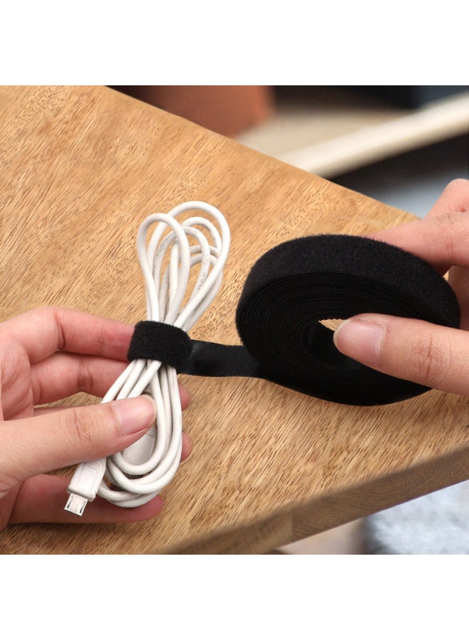 Loquat Japanese Cable Tape Living Room Office Data Cable Storage Finishing Artifact Convenient Cable Winding Velcro Cable Tie-Color:Black Cut (1.2cm * 5 M) Bag - Image 4