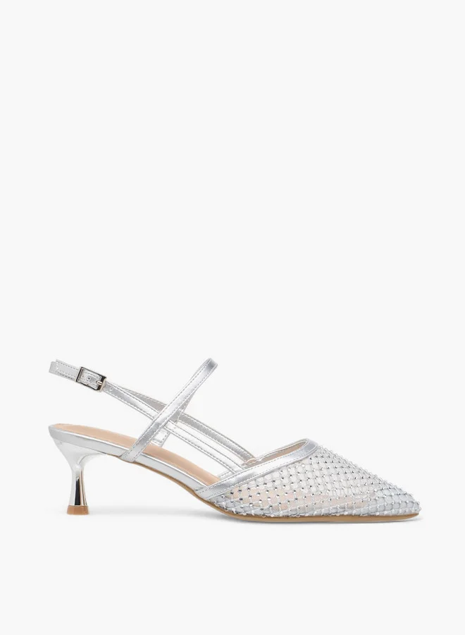 Flora Bella By Shoexpress Embellished Pointed Toe Shoes with Buckle Closure and Stiletto Heels