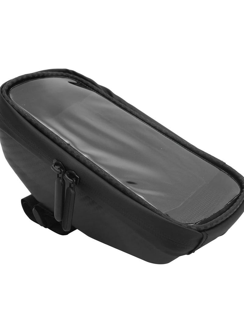 GGOOT Bike Phone Front Frame Bag, 6in Waterproof Bicycle Phone Front Frame Bicycle Bag Bike Touch Screen Front Beam Bag Cycling Accessories Black - Image 1