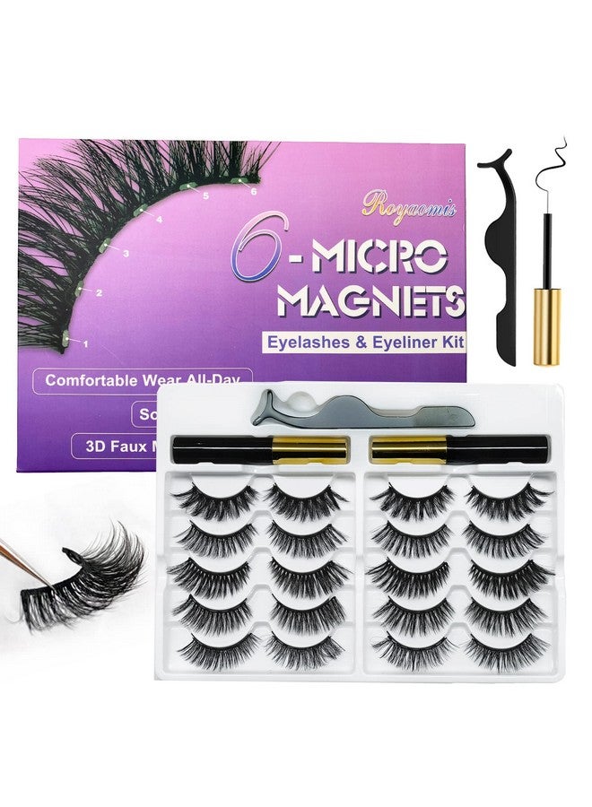 Royaomis 10 Pairs Cat-Eye Magnetic Lashes With Eyeliner Natural Looking, 3D Magnetic Eyelashes Natural Look With Eyeliner, Fake Eyelashes Magnetic, Eye Lashes Pack Natural Magnetic Eyelashes - Image 1
