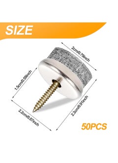 Excefore Felt Glide Screws, 50 Pcs 22mm Diameter Felt Pads for Furniture Feet, Round Chair Leg pads Nail-on Slider Pads for Wooden Furniture Stools Table Leg Feet  - Image 2