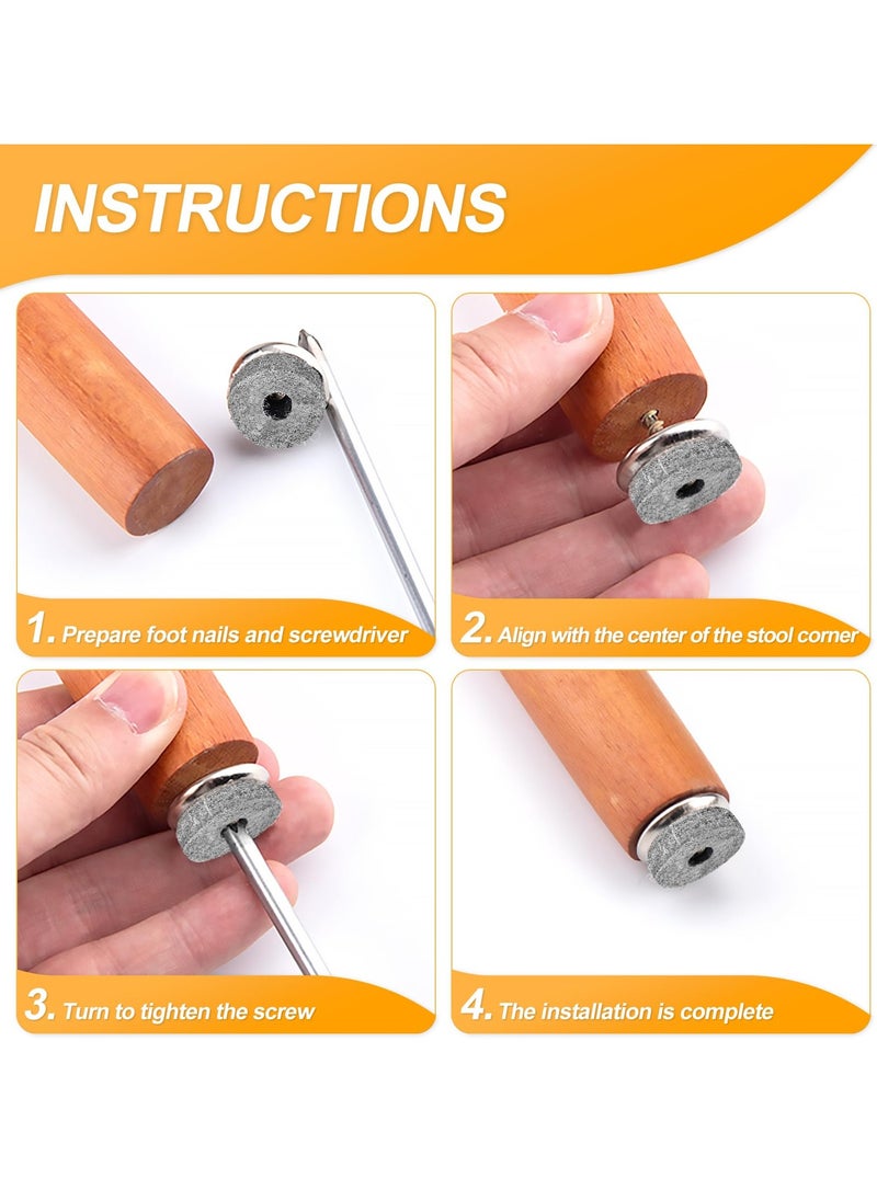 Excefore Felt Glide Screws, 50 Pcs 22mm Diameter Felt Pads for Furniture Feet, Round Chair Leg pads Nail-on Slider Pads for Wooden Furniture Stools Table Leg Feet  - Image 3