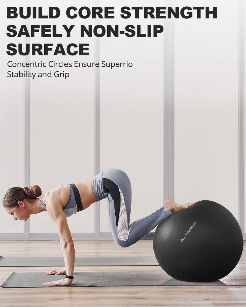 Trideer Yoga Ball for Exercise, Pregnancy & Birthing, 5 Sizes Exercise Ball for Physical Therapy, Stability, Fitness, Quick Pump Included - Image 3