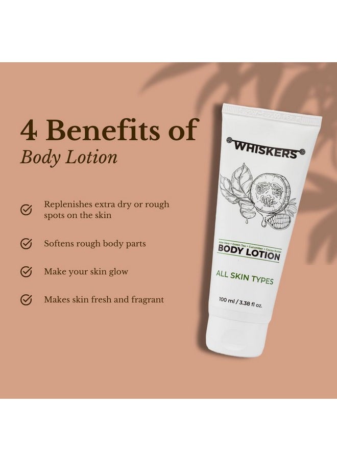 WHISKERS - Whiskers Advanced All Day Aloe Vera & Cocoa Butter Intensive Body Lotion|Daily Moisturizer For All Skin Types|Deep Hydration|Green Tea Extract|Cucumber Extract|100ml - Image 1