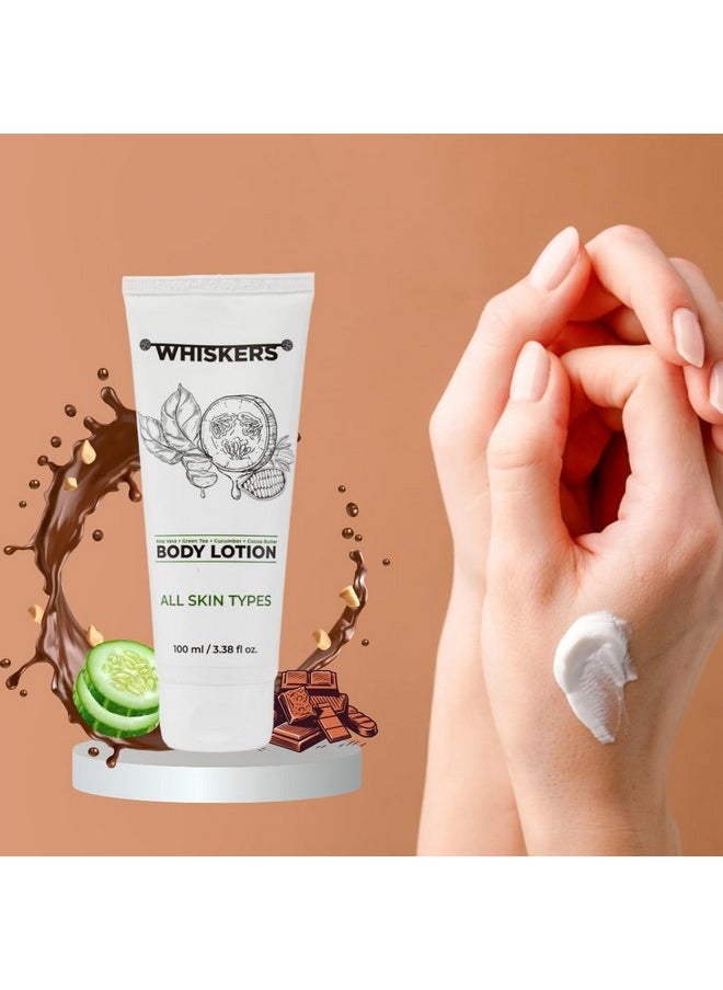 WHISKERS - Whiskers Advanced All Day Aloe Vera & Cocoa Butter Intensive Body Lotion|Daily Moisturizer For All Skin Types|Deep Hydration|Green Tea Extract|Cucumber Extract|100ml - Image 1