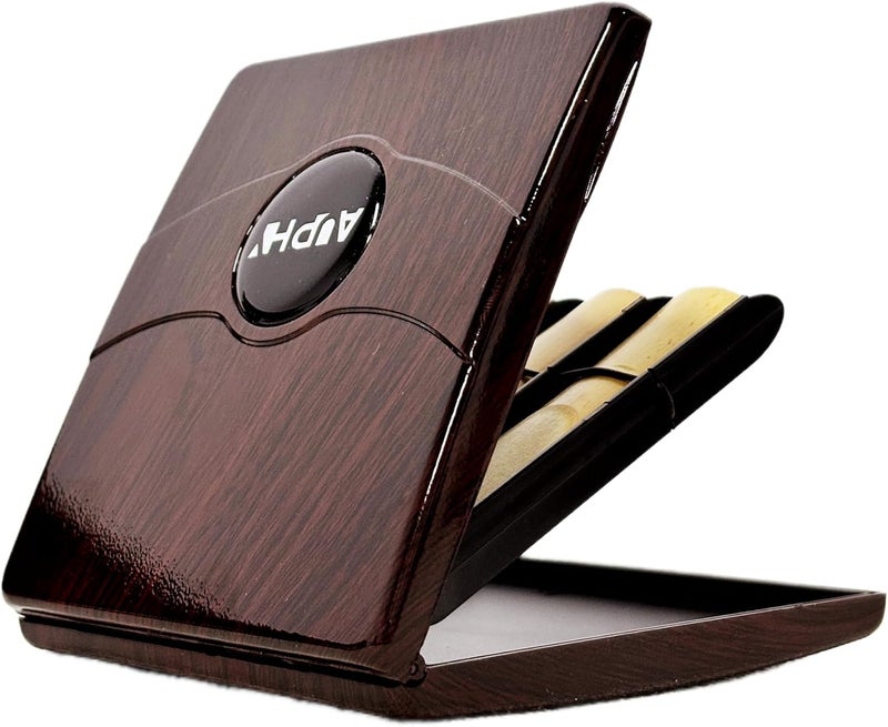 AUPHY Store Reeds Case for Clarinet Reeds Saxophone Reeds,Holds 8 Pieces for Multi-Instrument Reed,Rosawood Grain PC Material - Image 1