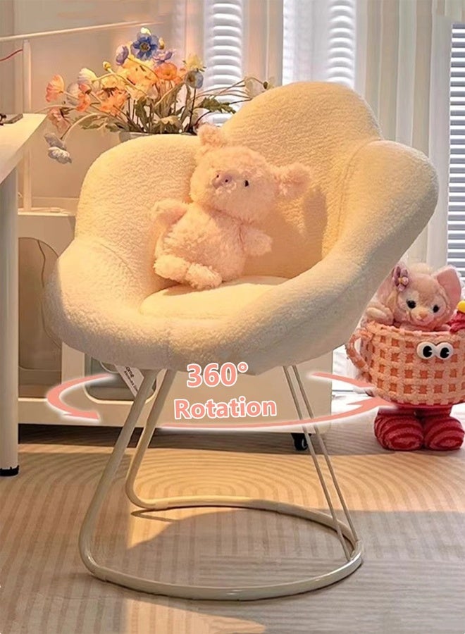 Kutis  Makeup Chair 360° Swivel Chair Sofa Chair  For Bedroom Living Room Plush Steel White 72 x 41 x 86 cm. - Image 1