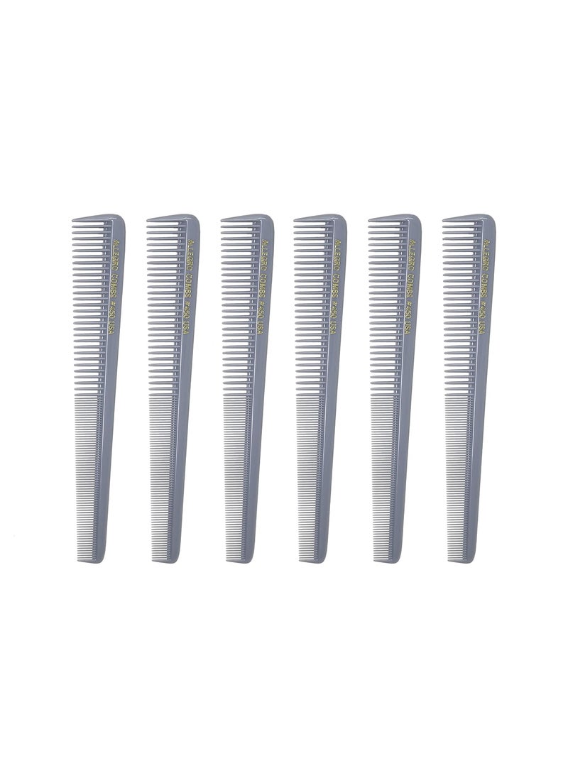 Allegro Combs Allegro Tapered Hair Combs  6 Pcs Barber  Hairstylist Combs for Men  Women Made in USA Gray 