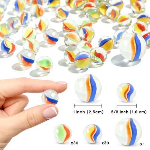 POPLAY 61PCS Marbles Games for Kids with Gift Box for Marbles Run Games Classroom Crafts Supplies Kit - Image 5