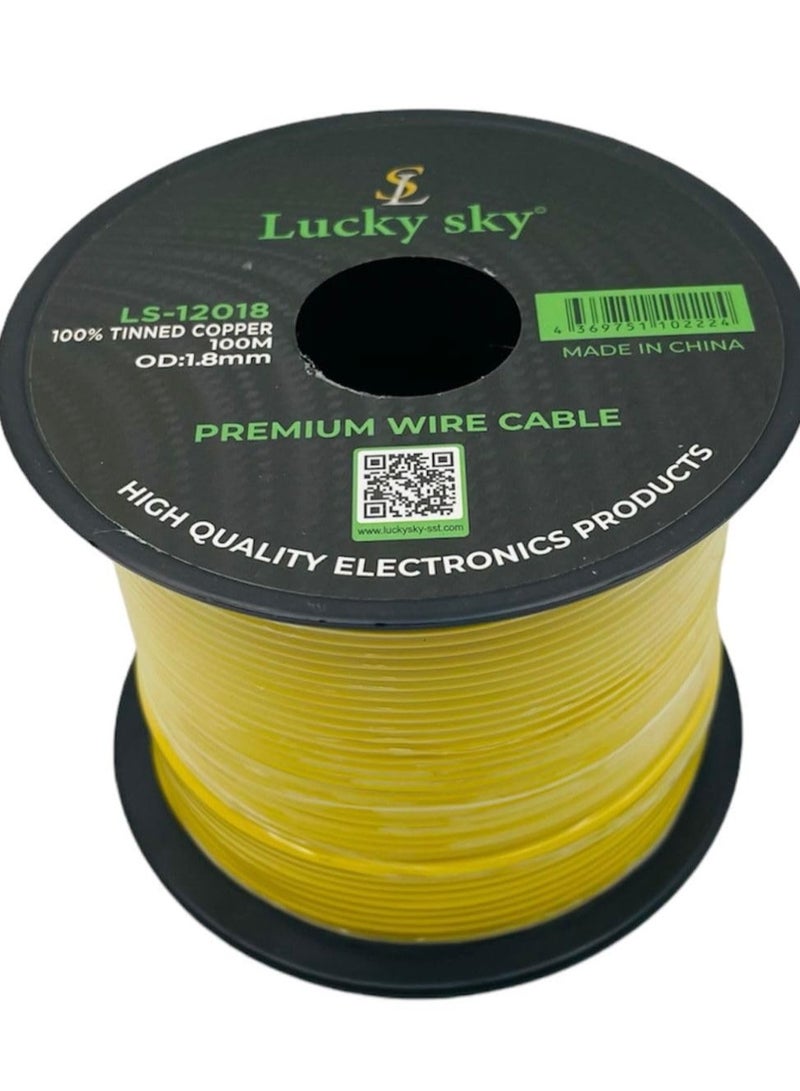 Lucky Sky 20awg Wire Flexible Silicone Tinned Copper Wires Silicone Rubber Insulated 7 Black Red Yellow Green Blue White GRAY 100M 328ft OD:-1.8mm 300V Stranded Hook up Wire (YELLOW) - Image 1