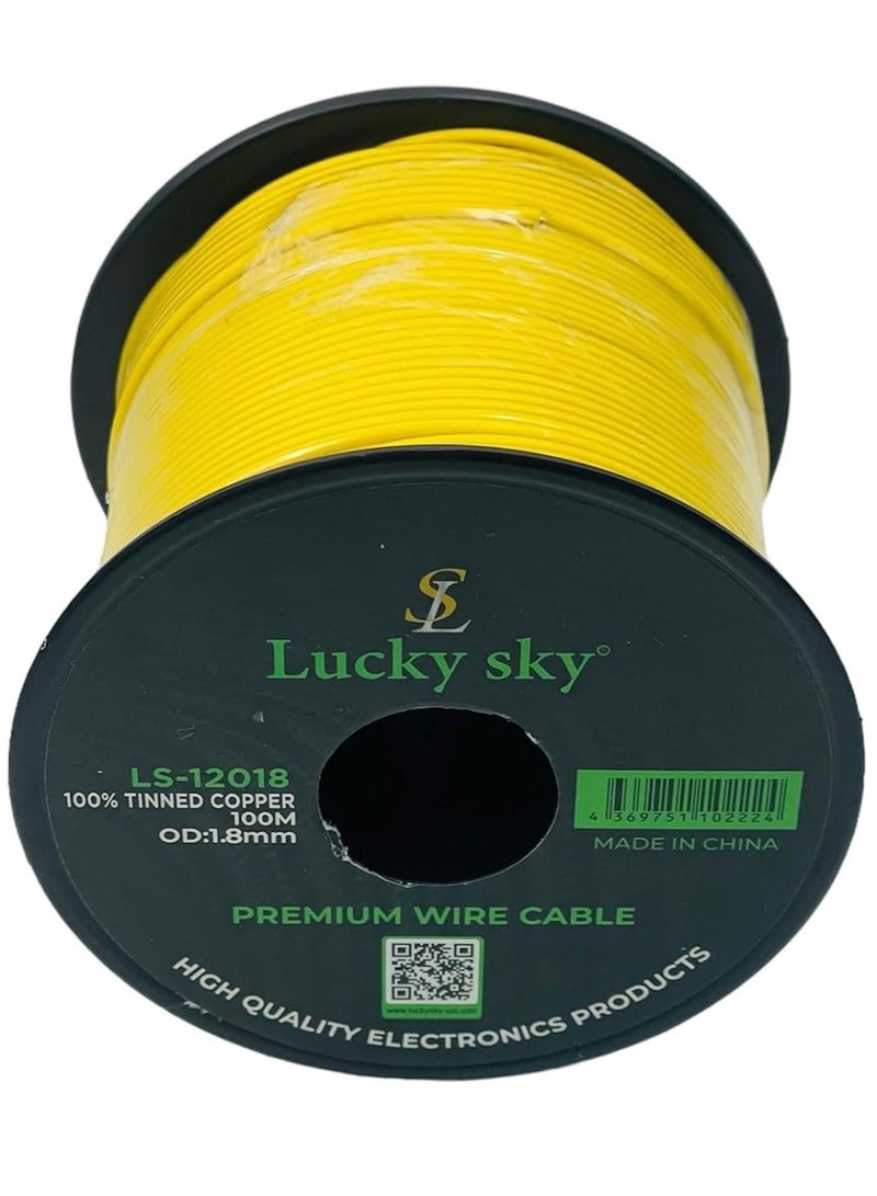 Lucky Sky 20awg Wire Flexible Silicone Tinned Copper Wires Silicone Rubber Insulated 7 Black Red Yellow Green Blue White GRAY 100M 328ft OD:-1.8mm 300V Stranded Hook up Wire (YELLOW) - Image 2