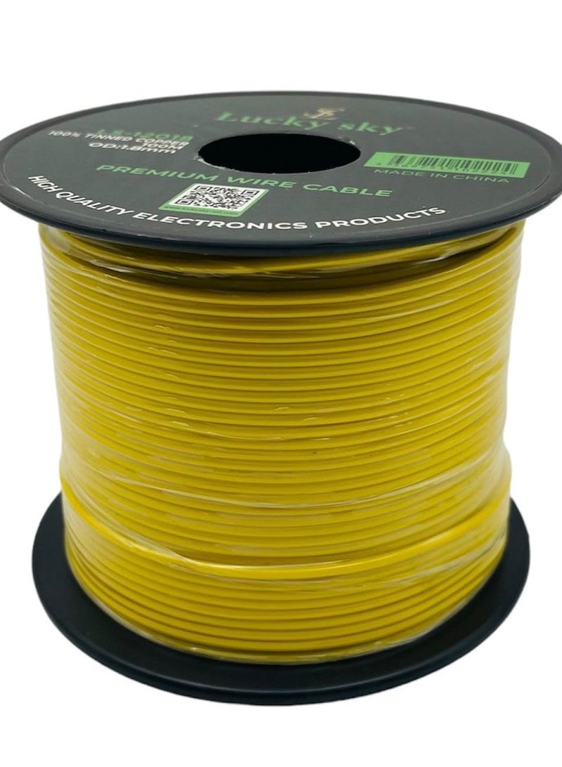 Lucky Sky 20awg Wire Flexible Silicone Tinned Copper Wires Silicone Rubber Insulated 7 Black Red Yellow Green Blue White GRAY 100M 328ft OD:-1.8mm 300V Stranded Hook up Wire (YELLOW) - Image 3