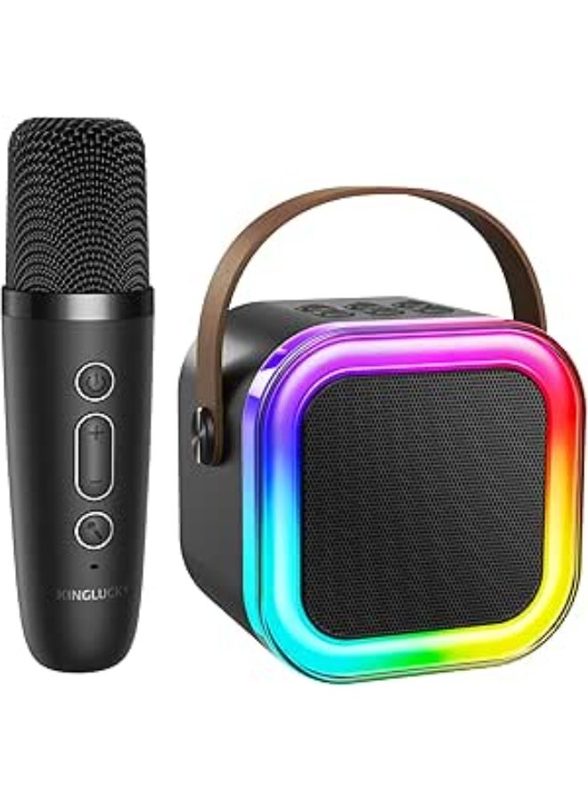Portable Kids Karaoke Machine with Wireless Microphone & RGB LED Lights
