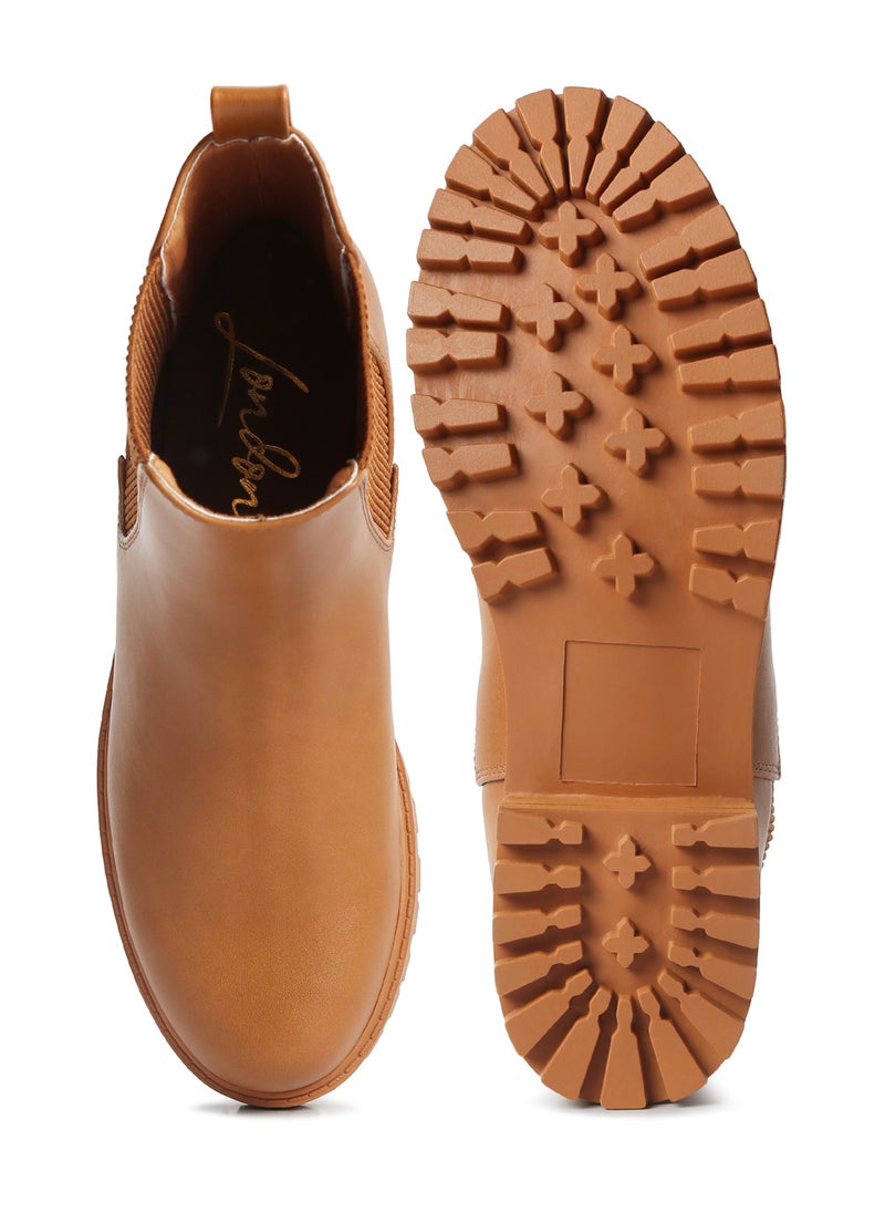 London Rag Chelsea Styled Ankle Boot in Tan  - Image 4