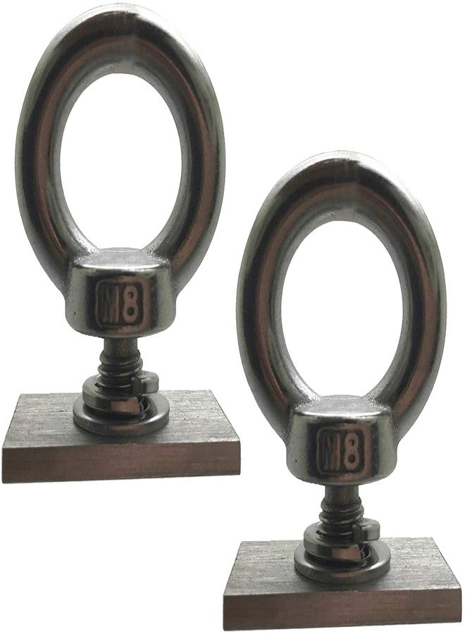 Pmsanzay 2 Pack M8 Heavy-Duty Full Stainless Steel Eye Bolt Eyelet, Kayak Track Mount Rail Tie Down Eyelet to Hold Your Bungee Cord or Ropes Anchoring, with Spring Washer Anchoring kit - No Track - Image 2