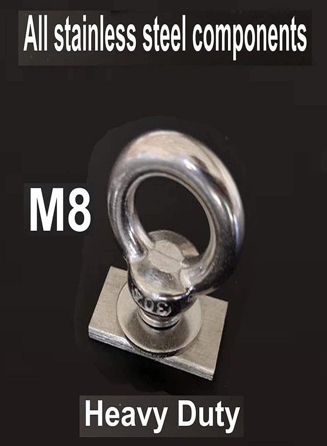 Pmsanzay 2 Pack M8 Heavy-Duty Full Stainless Steel Eye Bolt Eyelet, Kayak Track Mount Rail Tie Down Eyelet to Hold Your Bungee Cord or Ropes Anchoring, with Spring Washer Anchoring kit - No Track - Image 3