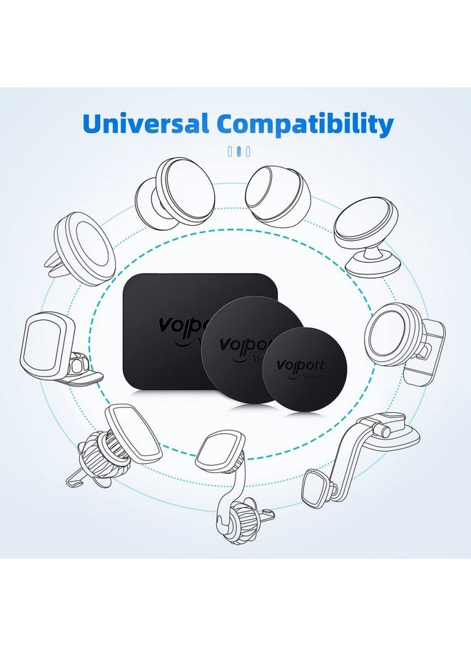volport Metal Plate For Phone Magnet 10 Pack Magicplate With 3M Adhesive Replacement For Magnetic Phone Car Mount Holder & Cradle & Stand (Vent/Cd/Windshield/Dashboard) Rectangle And Round  - Image 3