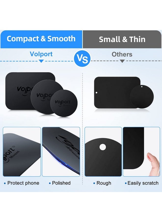 volport Metal Plate For Phone Magnet 10 Pack Magicplate With 3M Adhesive Replacement For Magnetic Phone Car Mount Holder & Cradle & Stand (Vent/Cd/Windshield/Dashboard) Rectangle And Round  - Image 4