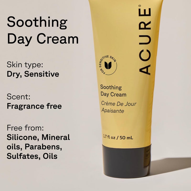 Acure Soothing Day Cream - Moisturizer for Dry Sensitive Skin, Hydrating & Soothing Facial Lotion with Argan Oil, Chamomile & Sunflower Amino Acids, Vegan & Cruelty Free Skincare - 1.7 fl oz - Image 3