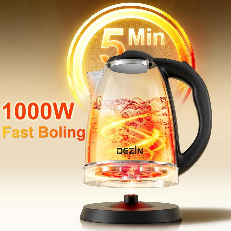 DEZIN Electric Kettle Upgraded, BPA Free 2L Stainless Steel Tea Kettle, Fast Boil Water Warmer with Auto Shut Off and Boil Dry Protection Tech for Coffee, Tea, Beverages - Image 5
