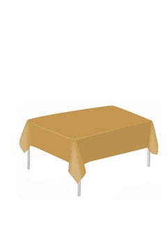 MARKQ Plastic Tablecloth for Rectangle Table 54" x 72" Disposable Table Cover for Bridal Shower Wedding Birthday Party Decorations (Gold)  - Image 1