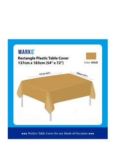 MARKQ Plastic Tablecloth for Rectangle Table 54" x 72" Disposable Table Cover for Bridal Shower Wedding Birthday Party Decorations (Gold)  - Image 2