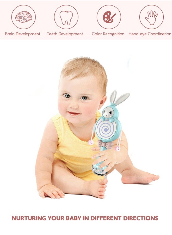 GROIC Baby Rabbit Rattle Drum Shaker and Teether Toys Learning and Educational Toys with Music Light For Infants  - Image 2