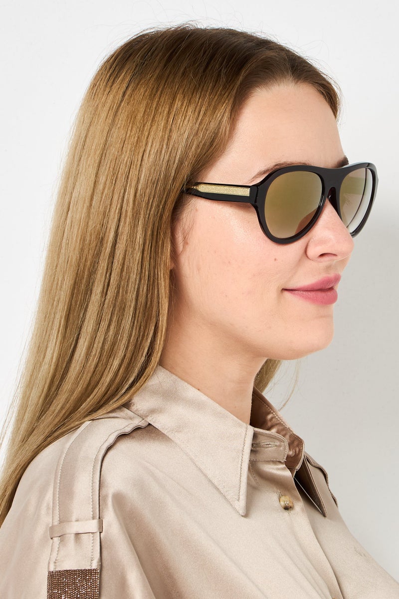 DKNY Women DO514S Aviator Sunglasses, Black - Image 2