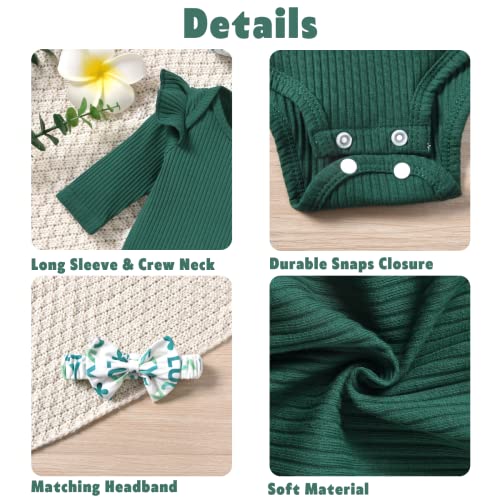 Aalizzwell Newborn Baby Girls St. Patrick’s Day Clothes Lucky Shamrock Long Sleeve Spring Outfit NB Green - Image 4