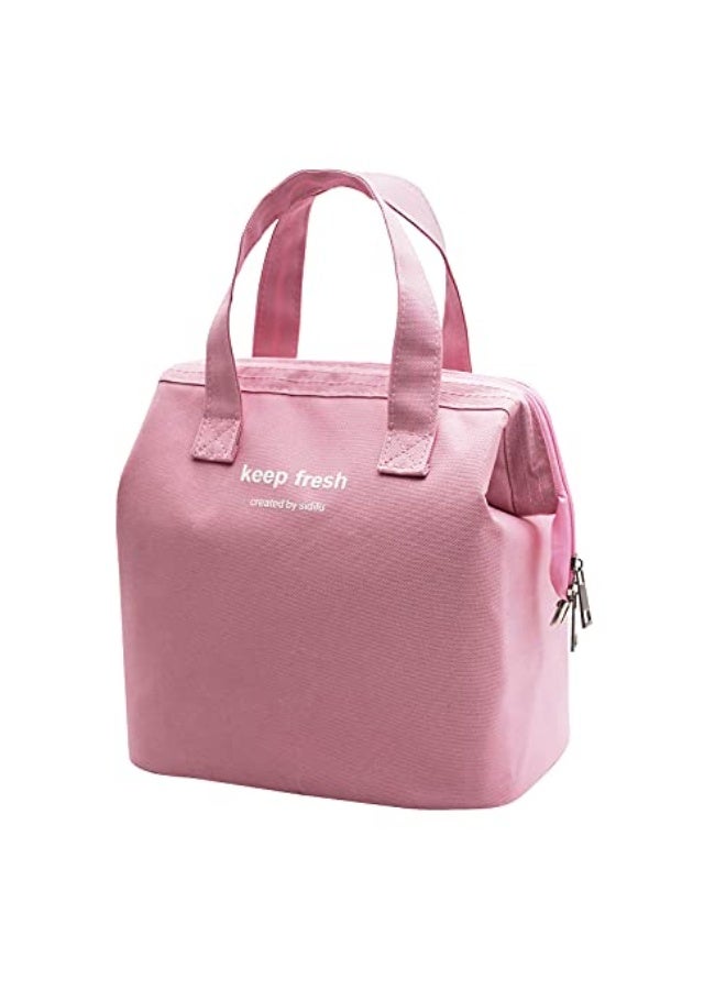 Mziart Insulated Lunch Bag Simple Bento Cooler Bag Lunch Tote Bag for Lunch Box for Women Men Adult Picnic Working Hiking Beach (Pink) - Image 1