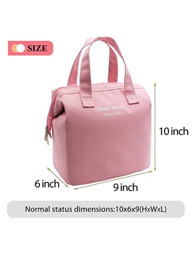 Mziart Insulated Lunch Bag Simple Bento Cooler Bag Lunch Tote Bag for Lunch Box for Women Men Adult Picnic Working Hiking Beach (Pink) - Image 4