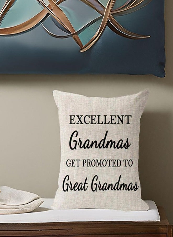 Andreannie Mother's Day Best Grandma Gifts Excellent Grandmas Get Promoted to Great Grandmas Cotton Linen Throw Pillow Case Cushion Cover Home Office Decorative Square 18 X 18 Inches - Image 5