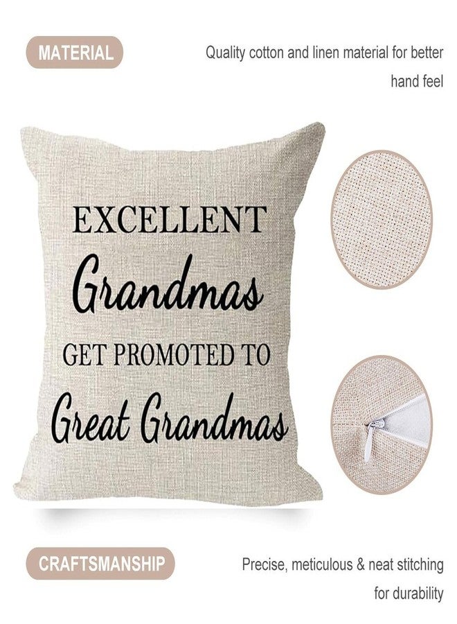 Andreannie Mother's Day Best Grandma Gifts Excellent Grandmas Get Promoted to Great Grandmas Cotton Linen Throw Pillow Case Cushion Cover Home Office Decorative Square 18 X 18 Inches - Image 2